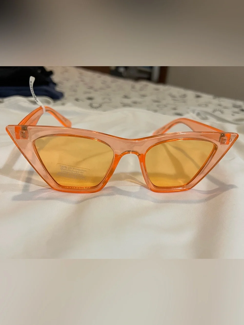 Orange Transparent Square Sunglasses with Amber Lenses